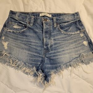 Abercrombie & Fitch Blue Jean Shorts Distressed Frayed Hem